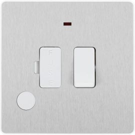 BG PCDBS52W Brushed Steel Evolve 13A Flex Outlet Neon Switched Fused Spur Unit - White Insert