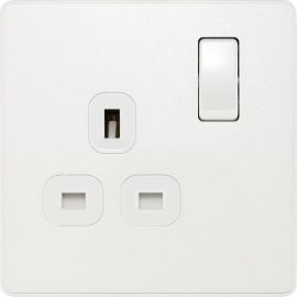 BG PCDCL21W Pearlescent White Evolve 1 Gang 13A Switched Socket Outlet - White Insert