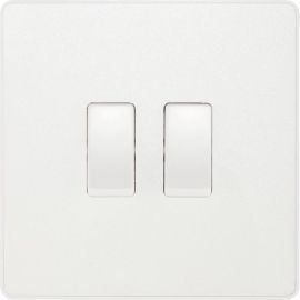 BG PCDCL42W Pearlescent White Evolve 2 Gang 20A 16AX 2 Way Light Switch - White Insert