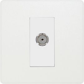 BG PCDCL60W Pearlescent White Evolve Co-Axial Socket Outlet - White Insert image
