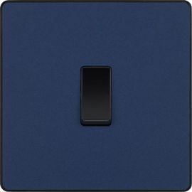 BG PCDDB13B Matt Blue Evolve 1 Gang 20A 16AX Intermediate Light Switch - Black Insert image