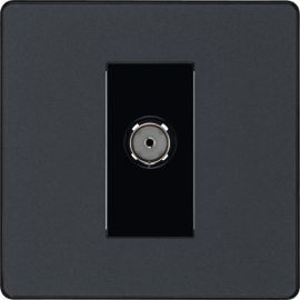 BG PCDMG60B Matt Grey Evolve Co-Axial Socket Outlet - Black Insert image