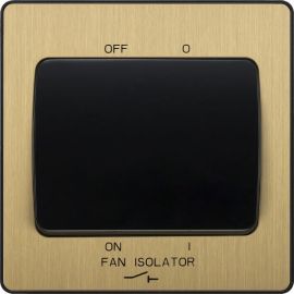 BG PCDSB15B Satin Brass Evolve 10A 3 Pole Fan Isolator - Black Insert image