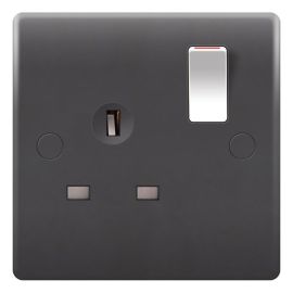 Grey Part M Compliant 13A 1 Gang Double Pole Switched Socket image
