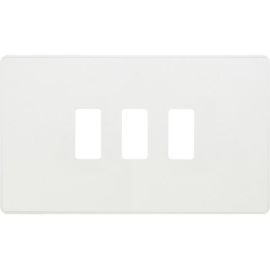 BG RPCDCL3W Evolve Grid Pearlescent White 3 Module Rectangular Front Plate - White Trim image