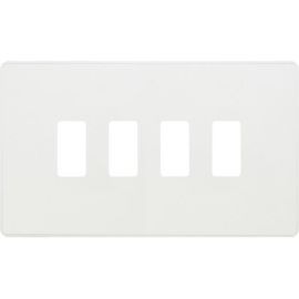 BG RPCDCL4W Evolve Grid Pearlescent White 4 Module Rectangular Front Plate - White Trim