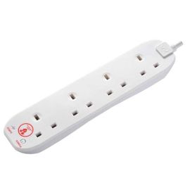 Masterplug SRG44N White 4 Socket 13A 4m Surge-Protected Extension Lead
