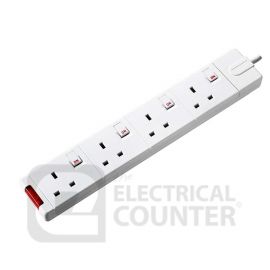 Masterplug 4 Gang 13A Individually Switched Trailing Socket with Neon