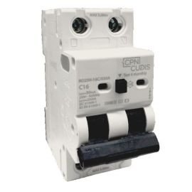 Cudis CPN RO2SN-16B/030A 16A B Curve Double Pole 2 Module Switched Neutral 16kA 30mA RCBO image