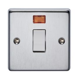Crabtree 4011/3SC Raised Satin Chrome 1 Gang 20A 2 Pole Neon Control Switch - White Insert image