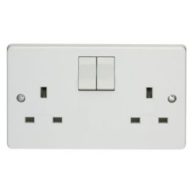 Crabtree 4306 Capital White 2 Gang 13A 1 Pole Switched Socket image