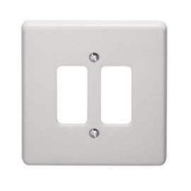 Crabtree 5572 Rockergrid White Moulded 2 Gang Flush Grid Cover Plate image