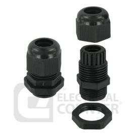 Deligo NG20B Pack of 10 Black IP68 Nylon Dome-Head Cable Glands 20mm for 6-12mm Standard Cable (10 Pack, 0.24 each)