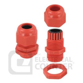 Deligo NG25R Pack of 10 Red IP68 Nylon Dome-Head Cable Glands 25mm for 13-18mm Large Cable (10 Pack, 0.45 each) image