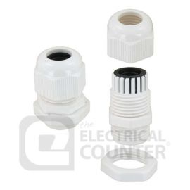 Deligo NG25W Pack of 10 White IP68 Nylon Dome-Head Cable Glands 25mm for 13-18mm Large Cable (10 Pack, 0.45 each)