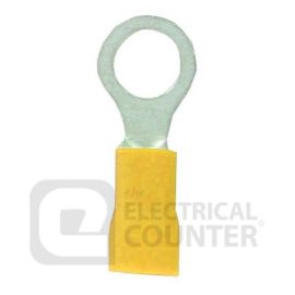 Deligo TRY10 Pack of 100 Yellow 10.5 Copper Crimp Ring Terminals 48A (100 Pack, 0.11 each) image