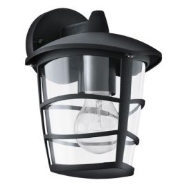 Aloria Black Outdoor Down Lantern Wall Light 60W E27 225mm IP44