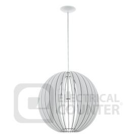 Cossano Steel with White Wood Pendant Light 60W E27, 500mm image