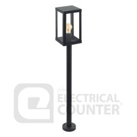 Alamonte 1 Galvanised Black Outdoor Lantern Post Light 60W E27 IP44