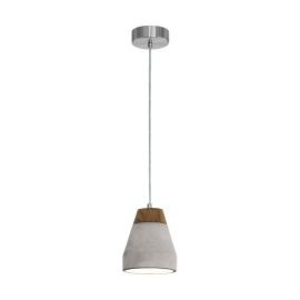 Tarega Grey-Concrete & Wood Pendant Light 60W E27 150mm image