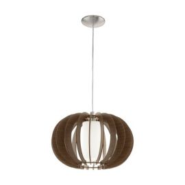 Stellato 3 Steel with Brown Wood Pendant Light 60W E27, 400mm image
