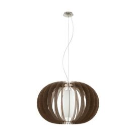 Stellato 3 Steel with Brown Wood Pendant Light 60W E27, 700mm image