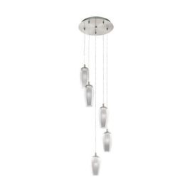 Farsala Satin Nickel Smoked Glass LED Pendant Light 5x3W Warm White image
