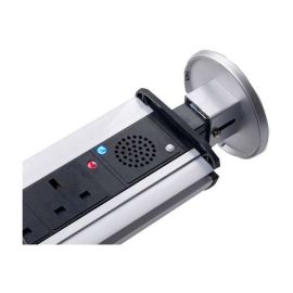 ELD POW-3SS-BT Brushed Nickel IP20 3 Gang 13A 2x USB-A 1A Bluetooth Speaker Pop-Up Socket image