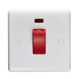 Eurolite PL3271 Enhance White Plastic 1 Gang 45A Neon Double Pole Plate Switch image