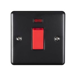 Eurolite EN45ASWNSMBB Enhance Matt Black 1 Gang 45A Neon Double Pole Switch