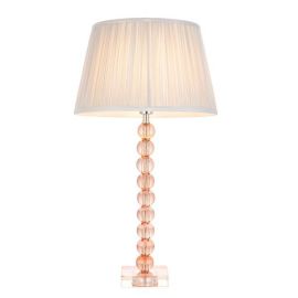 Endon Lighting 100354 Adelie & Freya Clear Blush Crystal 7W E14 12-Inch Silver Silk Shade Table Lamp