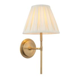 Endon Lighting 103346 Rennes & Carla Antique Brass 6W E14 10-Inch Cream Cotton Shade Dimmable Wall Light image