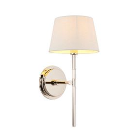 Endon Lighting 103358 Rennes & Cici Bright Nickel 6W E14 8-Inch Ivory Fabric Shade Dimmable Wall Light image