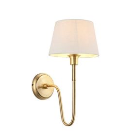 Endon Lighting 103362 Rouen & Cici Antique Brass 10W E27 8-Inch Ivory Fabric Shade Dimmable Wall Light image
