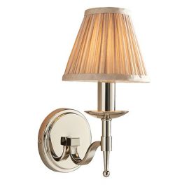 Endon Lighting 63657 Stanford Nickel/Beige 40W E14 150mm Dimmable Wall Light image