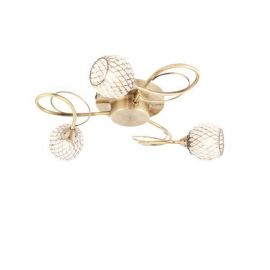Endon Lighting 73758 Aherne Antique Brass 3x33W G9 Clear Dimmable Semi-Flush Ceiling Light