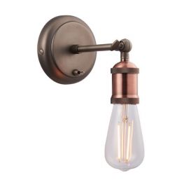 Endon Lighting 76338 Hal Pewter/Copper IP20 40W E27 GLS 172-240mm Wall Light