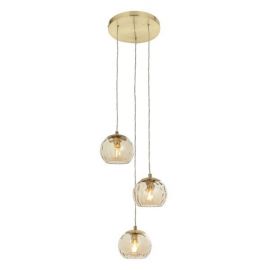 Endon Lighting 91971 Dimple Brass/Champagne 3x25W E14 Golf 550-1375mm Dimmable Pendant Light
