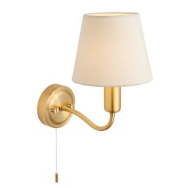 Endon Lighting 93852 Conway Satin Brass IP44 3W G9 Wall Light with Pull Cord Switch image