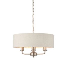 Endon Lighting 94361 Highclere Brushed Chrome 3x40W E14 Candle 450mm Dimmable Pendant Light