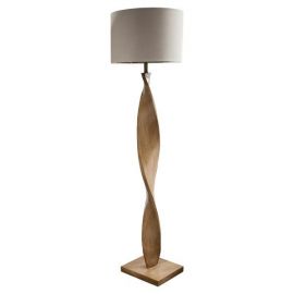 Endon Lighting 95454 Abia Wood/Linen IP20 10W E27 1585mm Floor Lamp w/Switch image