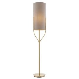 Endon Lighting 95466 Fraser Brass/Linen IP20 10W E27 1650mm Floor Lamp w/Switch image