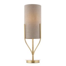 Endon Lighting 95467 Fraser Brass/Linen IP20 10W E27 600mm Table Lamp w/Switch image