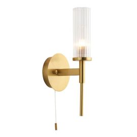 Endon Lighting 96163 Talo Satin Brass IP44 3W G9 Wall Light with Pull Cord Switch