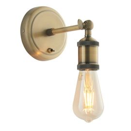 Endon Lighting 97245 Hal Antique Brass 10W E27 Wall Light with Toggle Switch