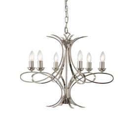 Endon Lighting CA7P6N Penn Nickel 6x40W E14 Candle 570-1520mm Dimmable Pendant Light