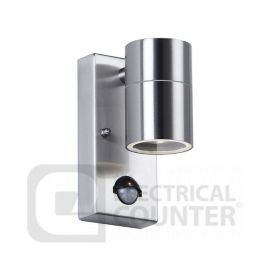 Endon Lighting EL-40063 Canon Polished Stainless Steel IP44 2x35W GU10 Wall Light with PIR image