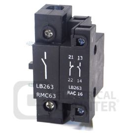 Europa LB263ERNC 20-63A Rear Mount 1N/C 1N/O Neutral Pole Extended Auxiliary Contact Block