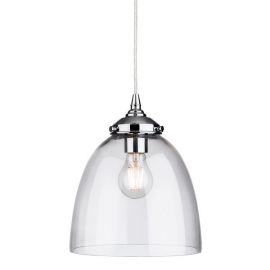 Seville Chrome Pendant with Clear Glass (220mm) 1 x 60w E27