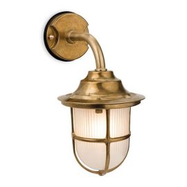 Brass Nautic Wall Light (300mm Height) with Frosted Glass 1 x 42W E27